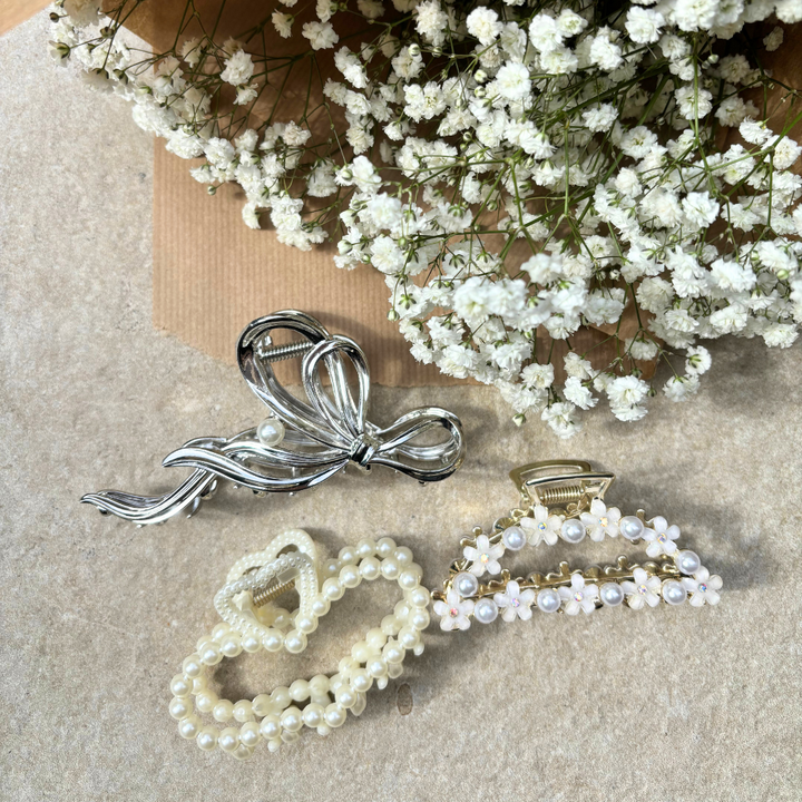 Flowers & Pearls Claw Clip