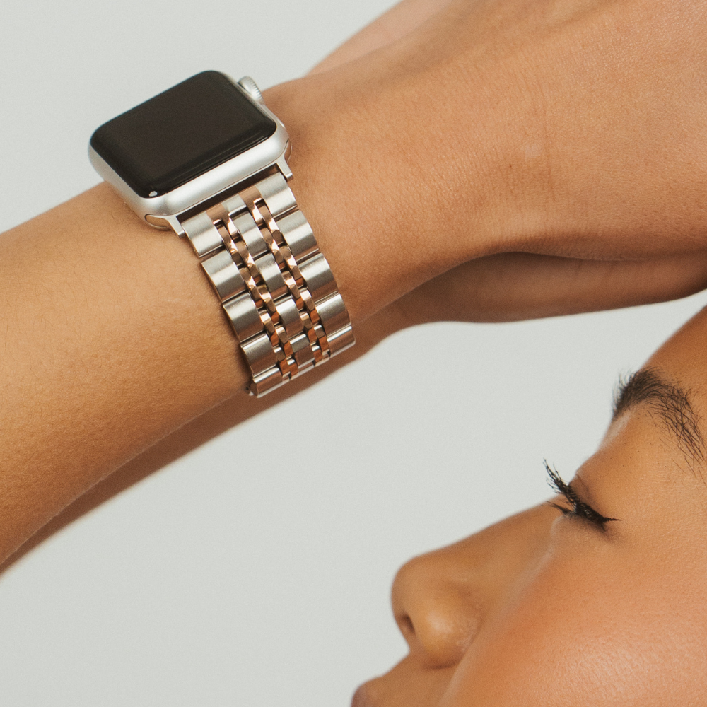 Stainless Steel Apple Watch Strap - Silver & Rose Gold | Watch