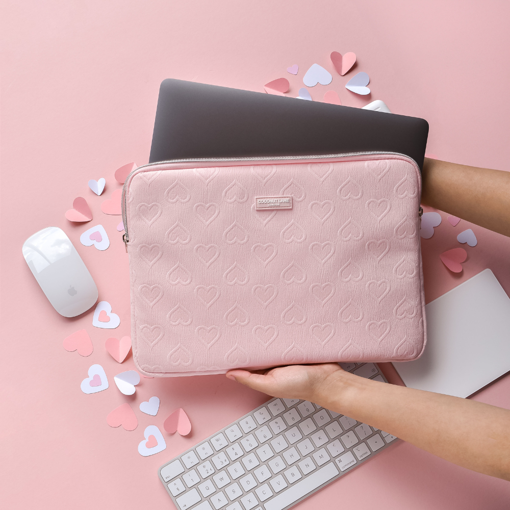 Baby Pink Heart Laptop Sleeve