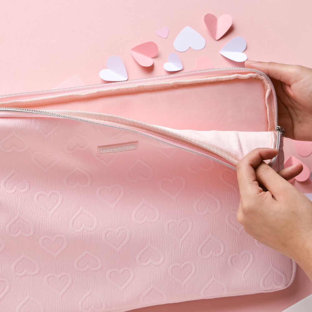 Baby Pink Heart Laptop Sleeve