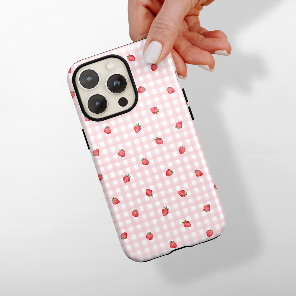 Tough Phone Case - Gingham Ditsy Strawberries | iPhone Cases | Coconut Lane Tough Phone Case - Gingham Ditsy Strawberries | iPhone Cases | Coconut Lane