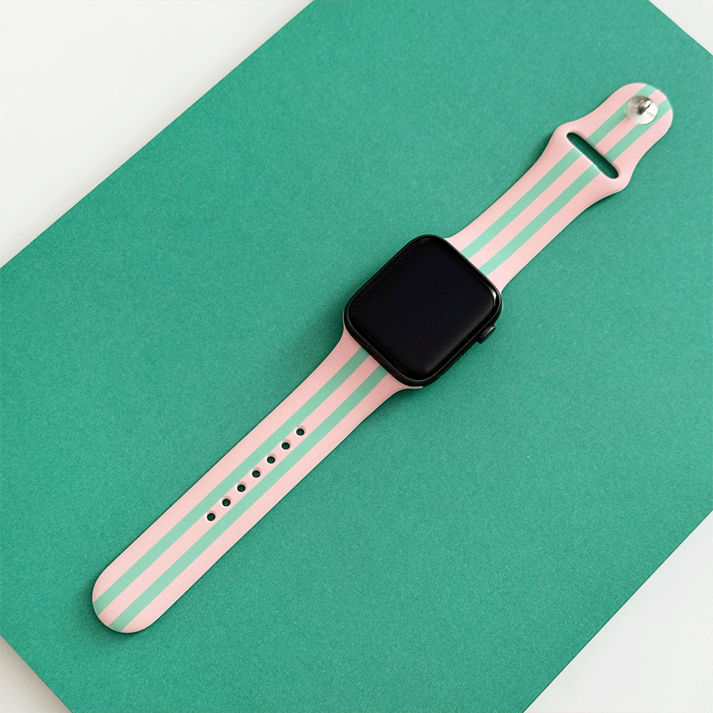 Blue and pink stripe Apple Watch Strap.