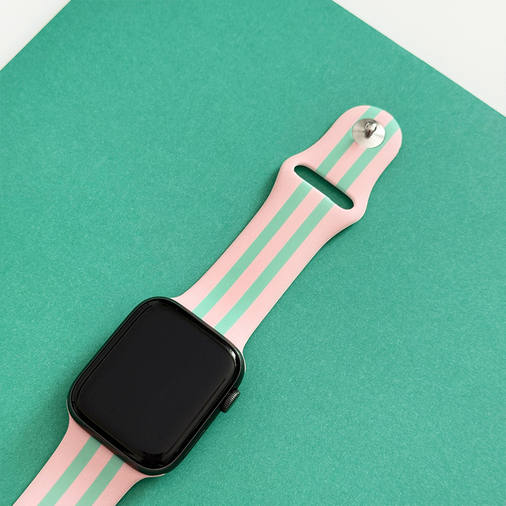 Blue and pink stripe Apple Watch Strap.