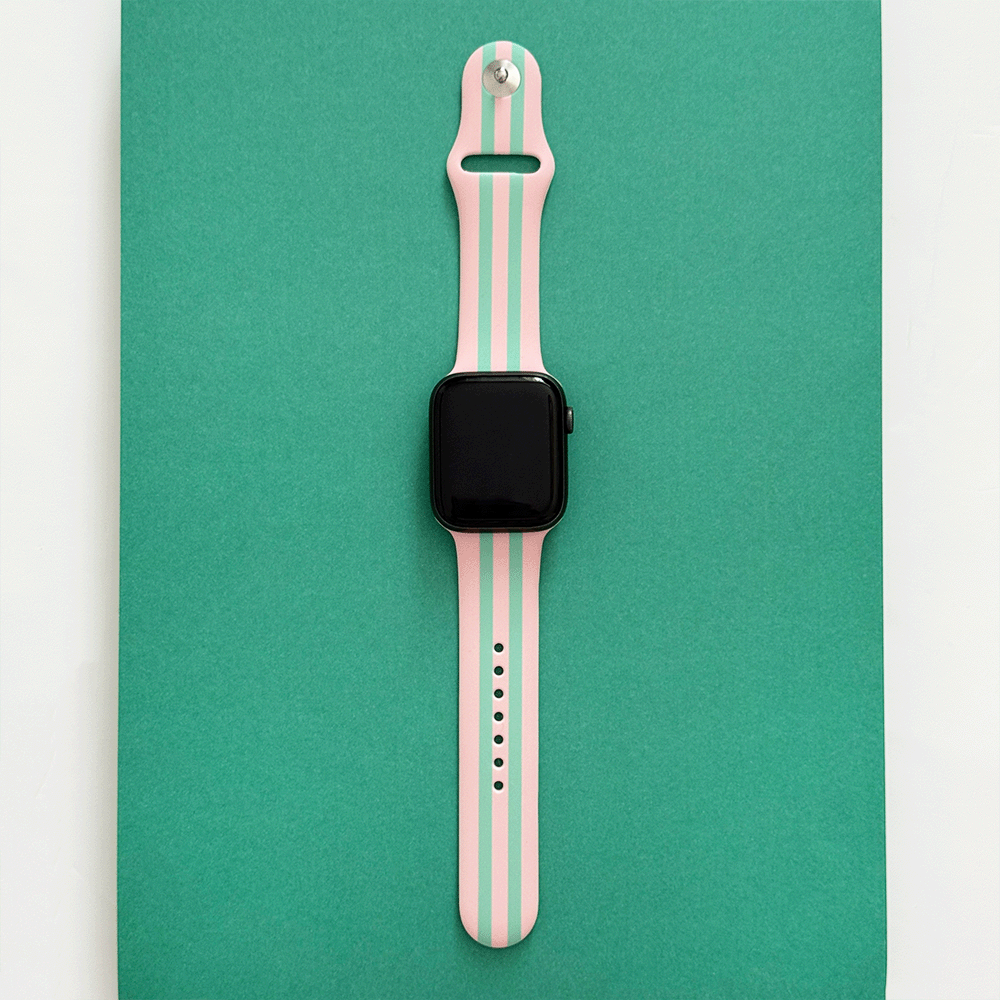 Blue and pink stripe Apple Watch Strap.