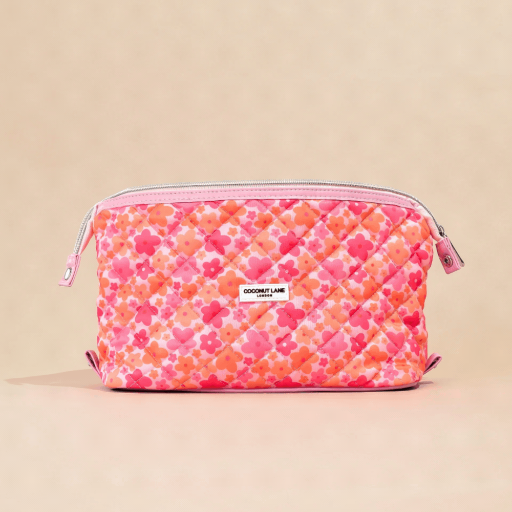 Magic Lifestyle Pouch Quilted Pink Orange Bloom Makeup Bags Coconut Lane