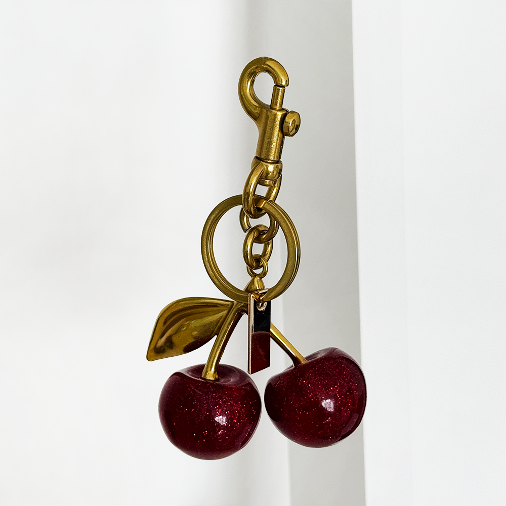 Cherry Bag Charm Gold Keyrings Coconut Lane