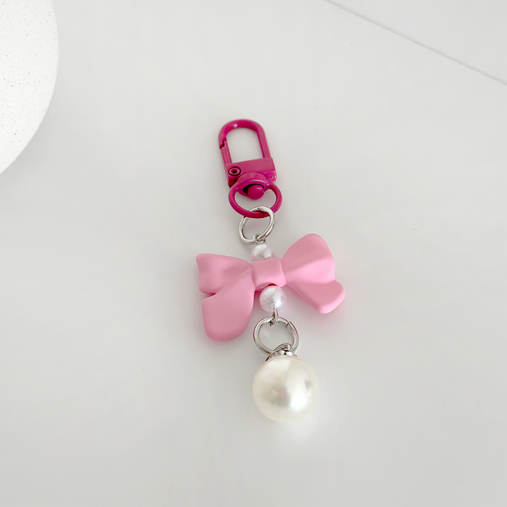 Coquette Bow Keyring - Bright Pink