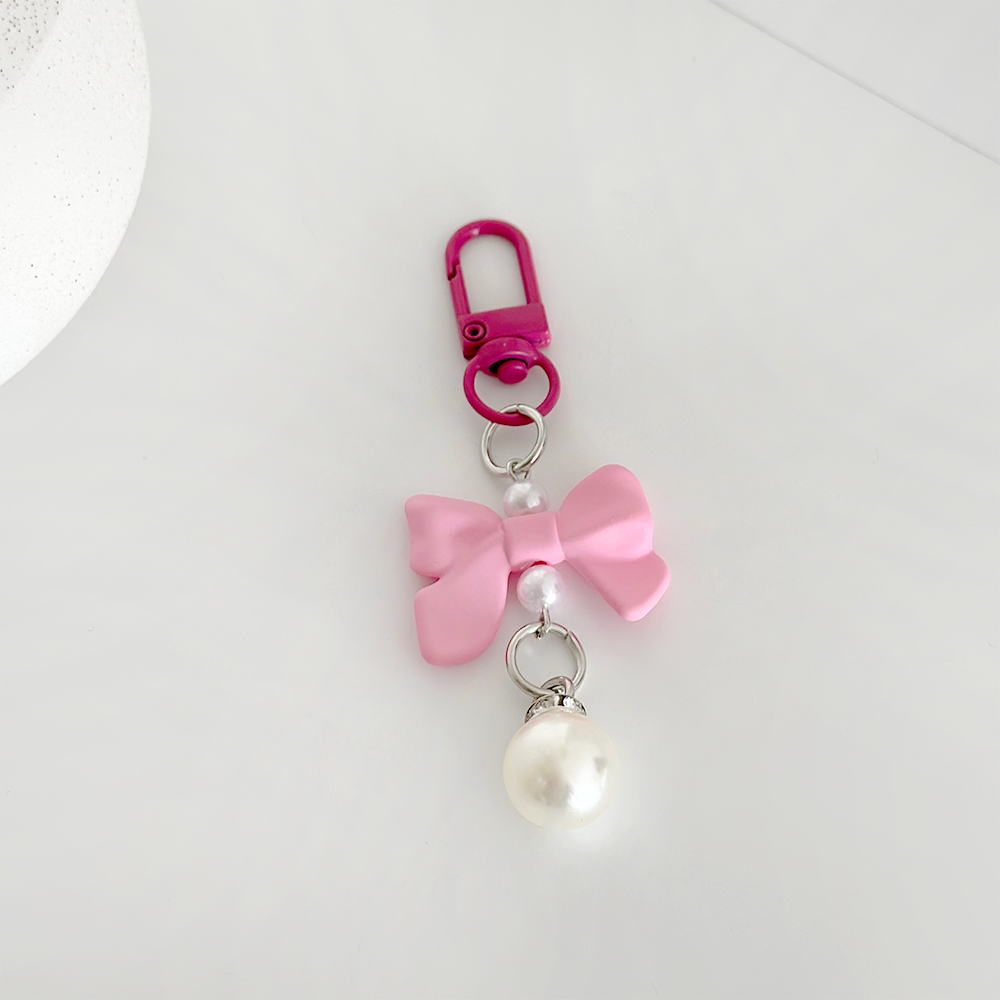 Coquette Bow Keyring - Bright Pink
