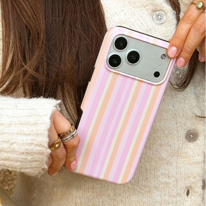 Girl holding Pastel Stripes Tough Phone Case