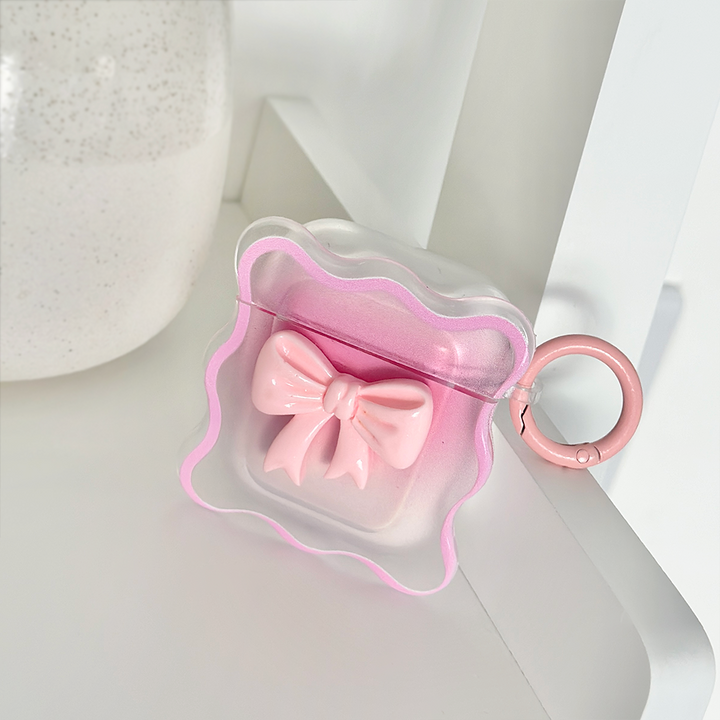 Pastel Bow Airpods Case - Pink