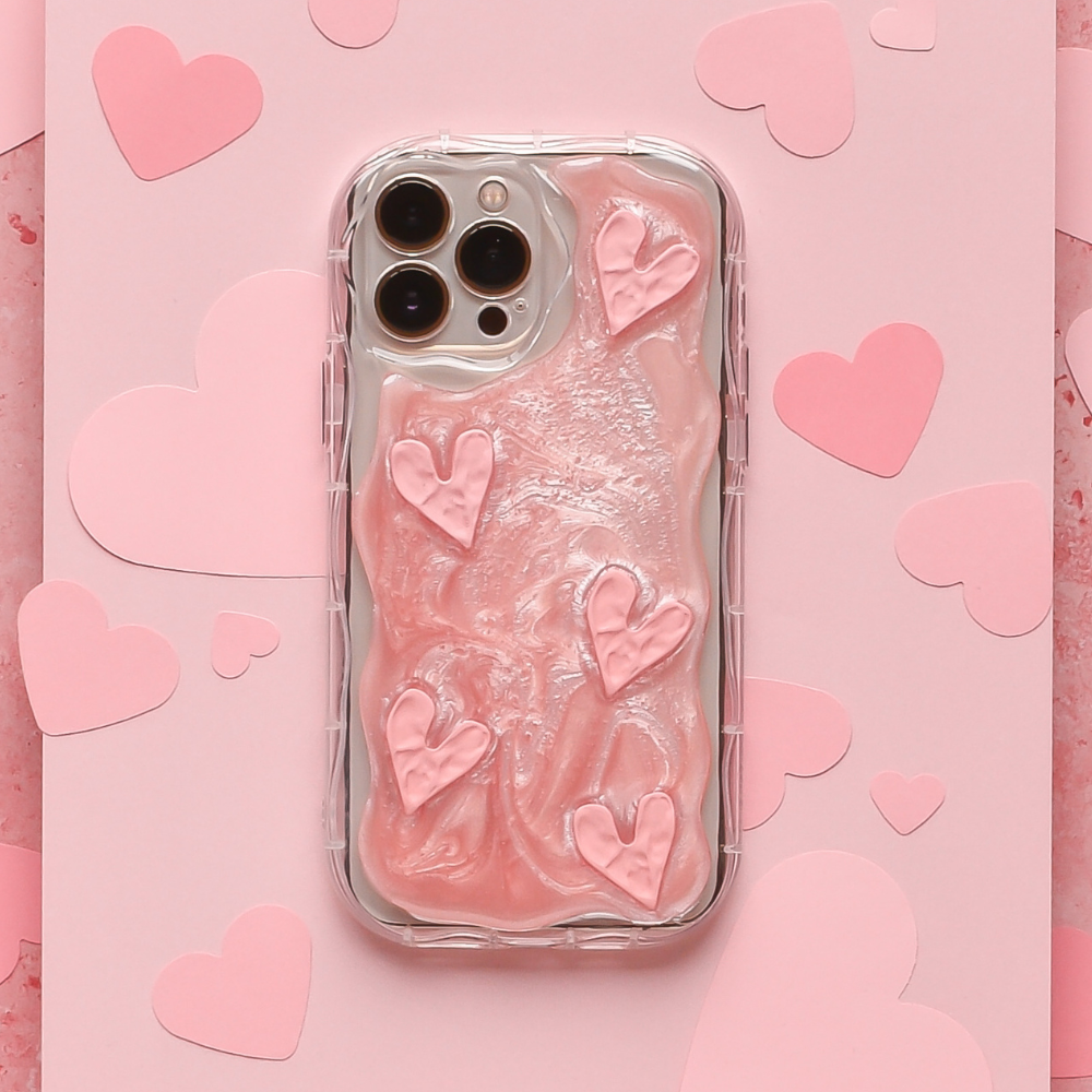Shimmer Pink Hearts iPhone Case Phone Cases Coconut Lane