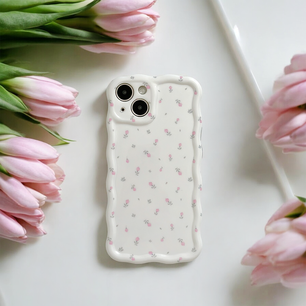 Wavy Phone Case - Ditsy Floral White Wavy Phone Case - Ditsy Floral White