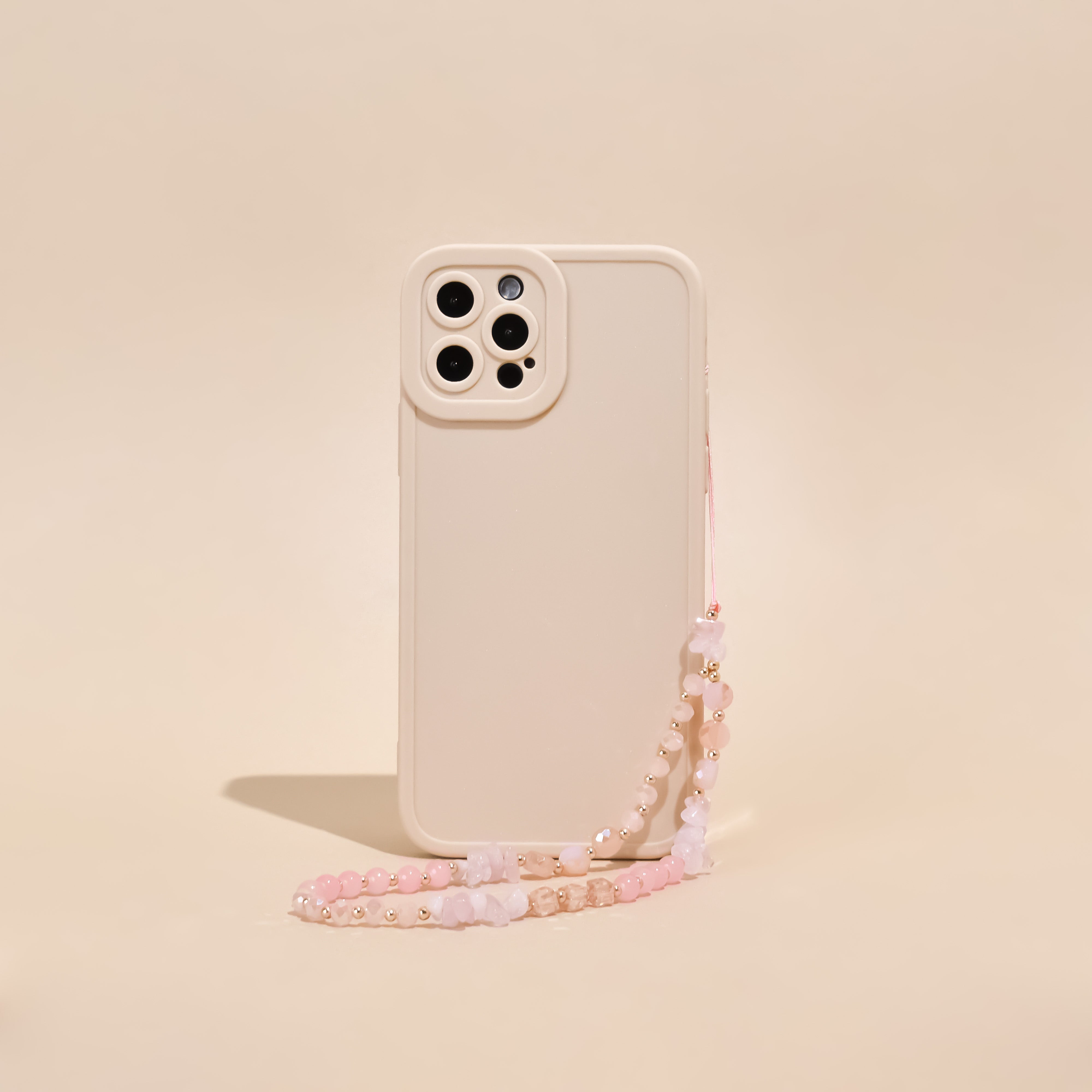 Beaded Phone Strap Pink Gold Phone Charm Coconut Lane