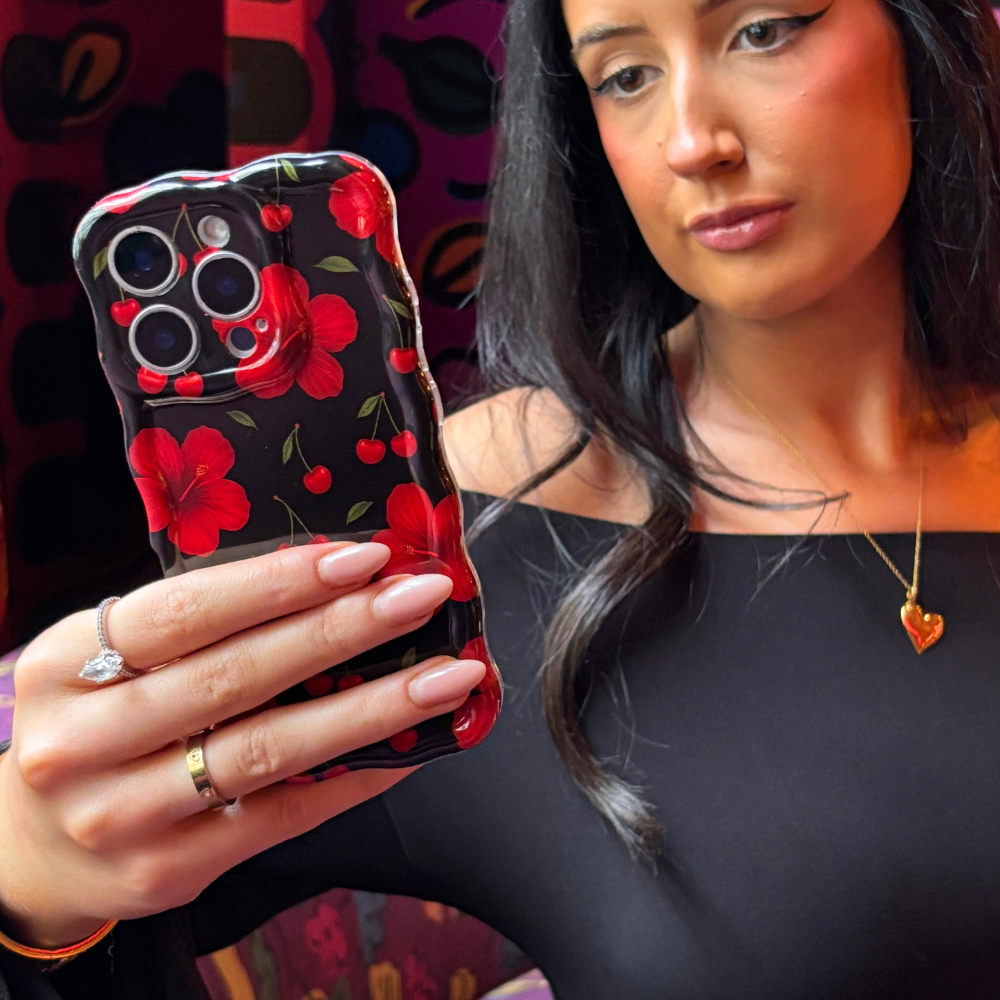 Wavy Phone Case - Cherry Hibiscus