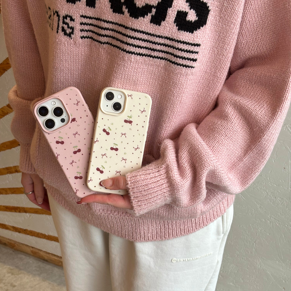 Ditsy Bows & Cherries Phone Case - Pink