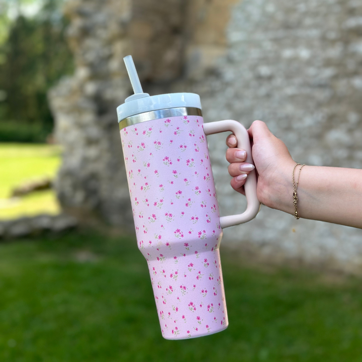Stainless Steel Tumbler - Ditsy Floral Pink