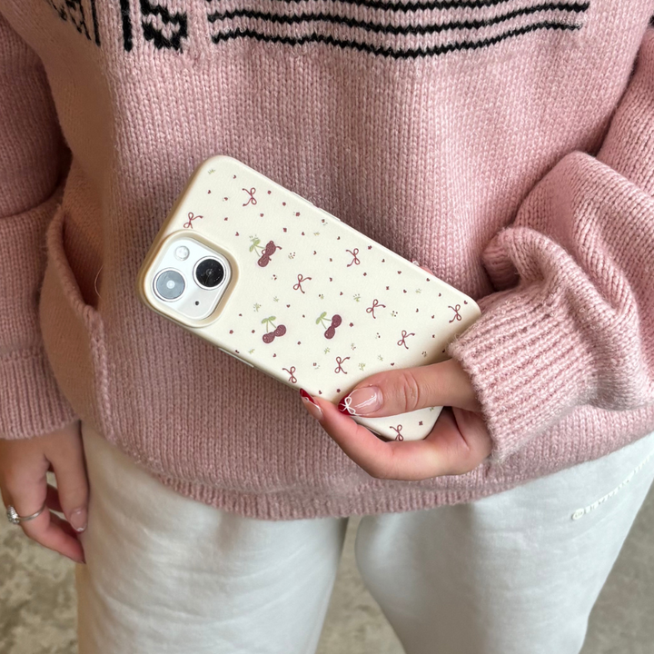 Ditsy Bows & Cherries Phone Case - Soft White