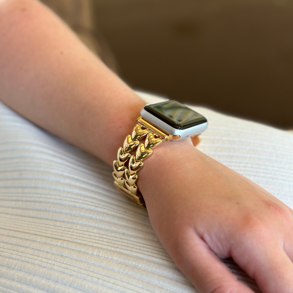 Hearts Chain Apple Watch Strap - Gold
