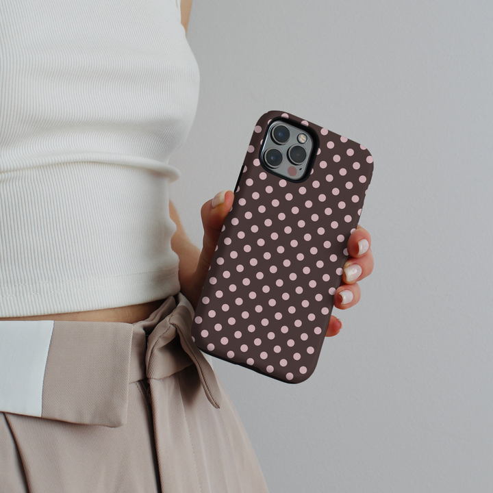 Tough Phone Case - Brown Polka Dot