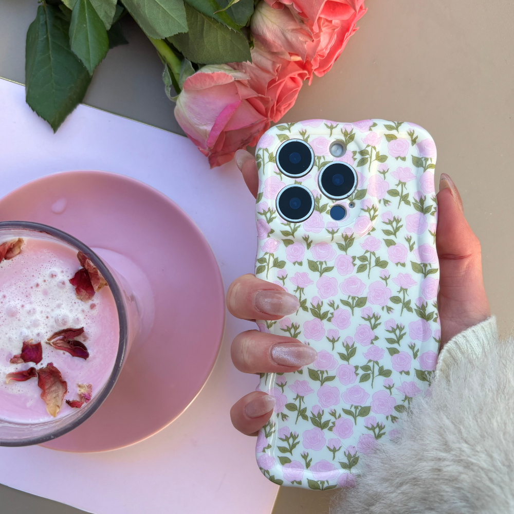 NEW - Wavy Phone Case - Buy Me Roses Baby Pink