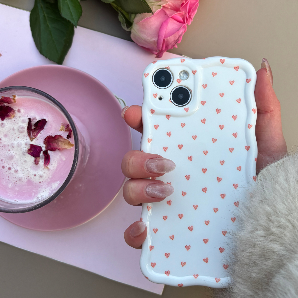 NEW - Wavy Phone Case - Mini Hearts