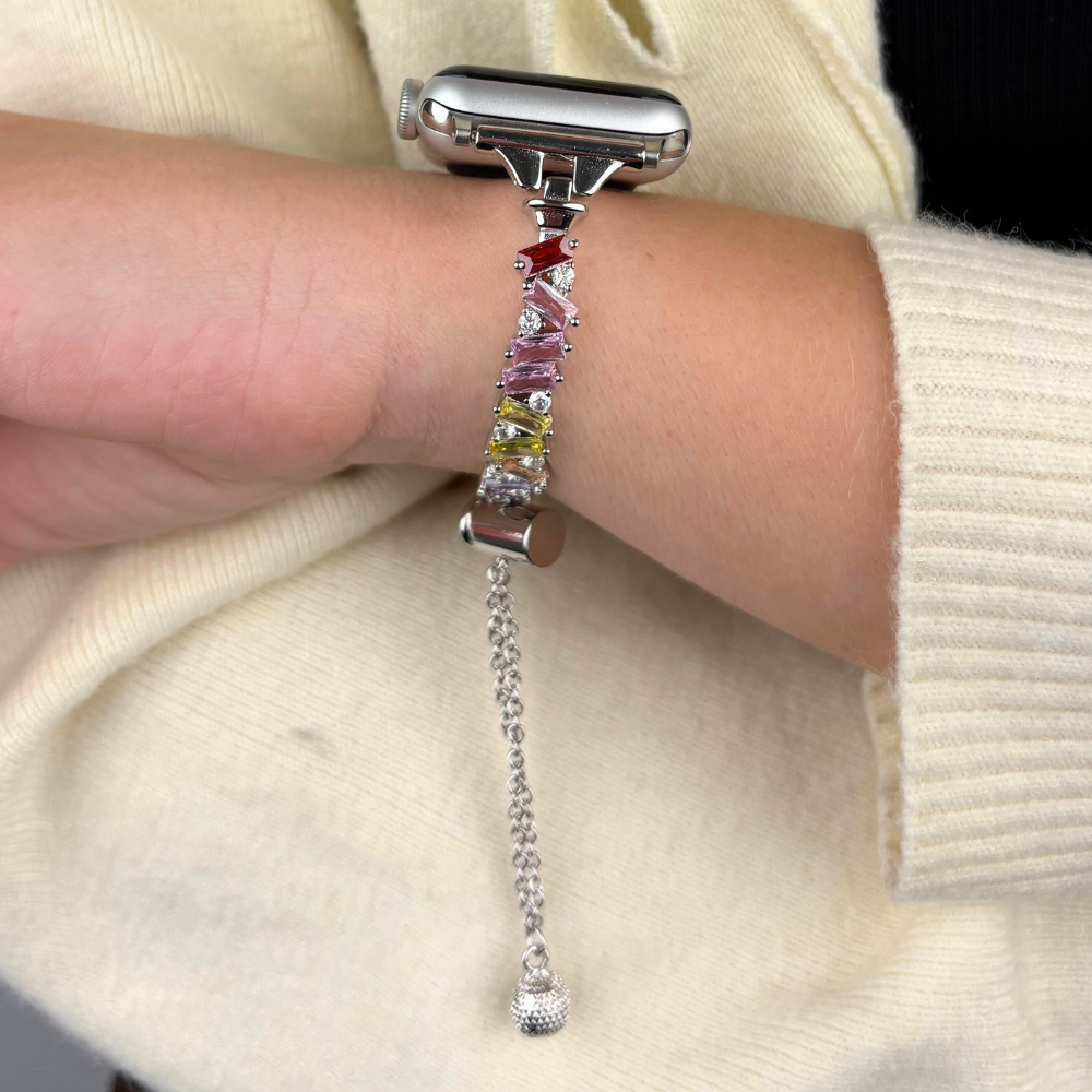 Riviera Crystals Apple Watch Strap - Silver