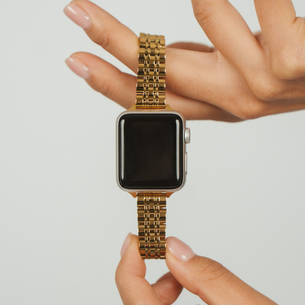 Slim Stainless Steel Apple Watch Strap - Gold