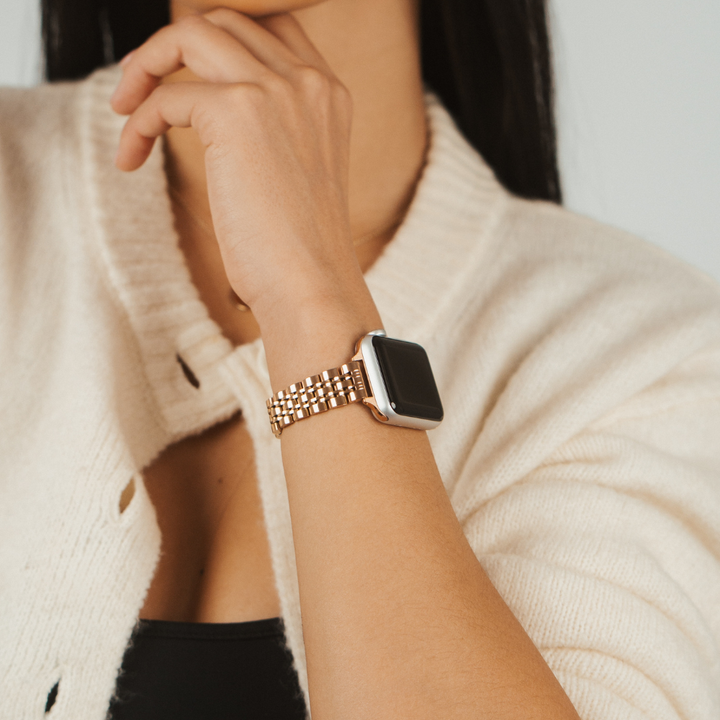 Slim Stainless Steel Apple Watch Strap - Rose Gold