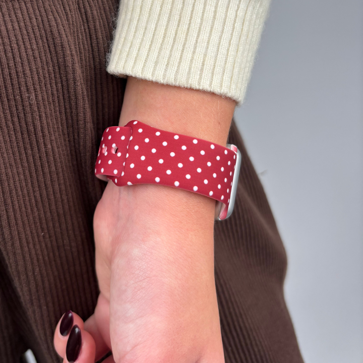 Burgundy Polka Dot Apple Watch Strap