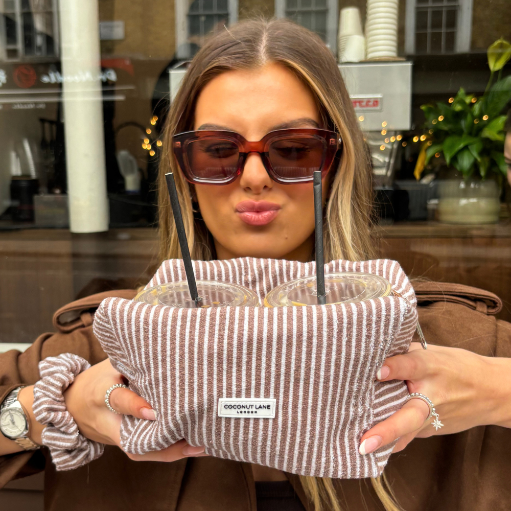 Towel Makeup Bag - Chestnut Stripes