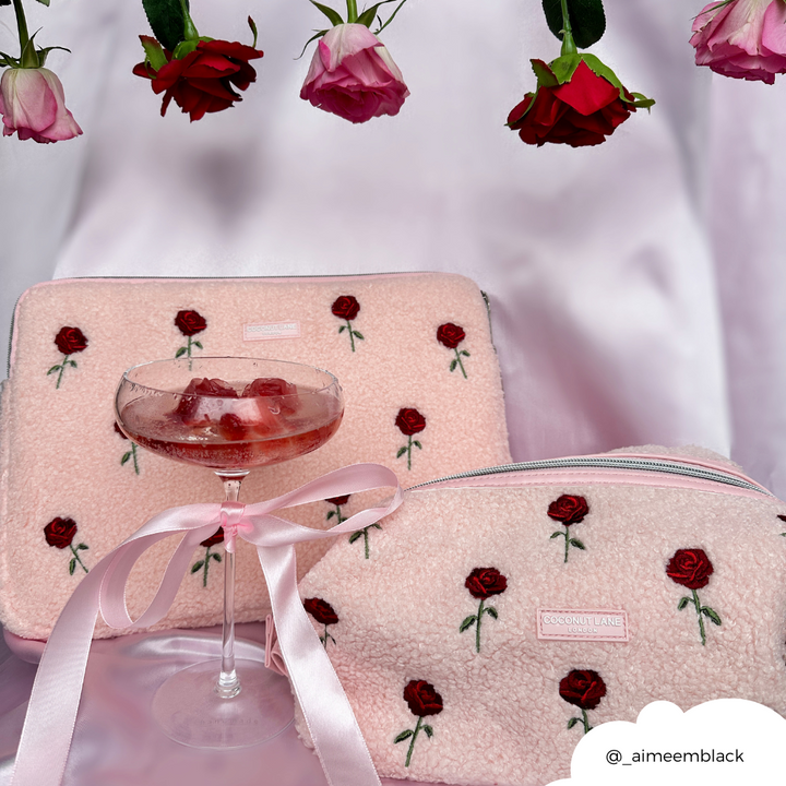 Embroidered Roses Teddy Laptop Sleeve