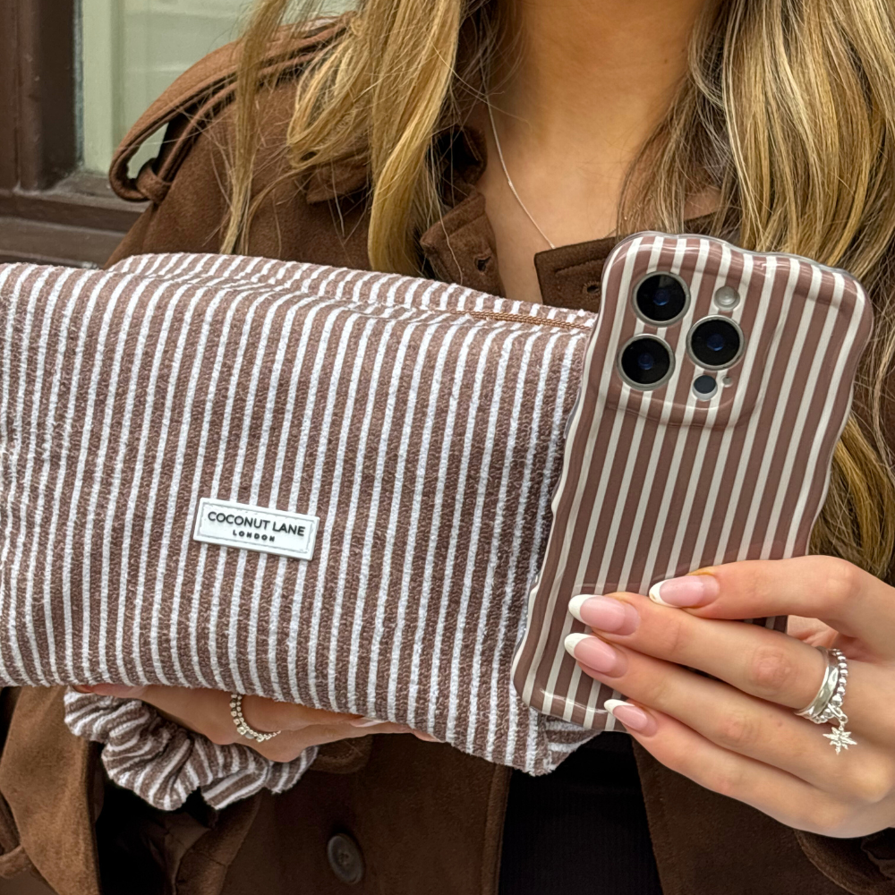 Towel Makeup Bag - Chestnut Stripes