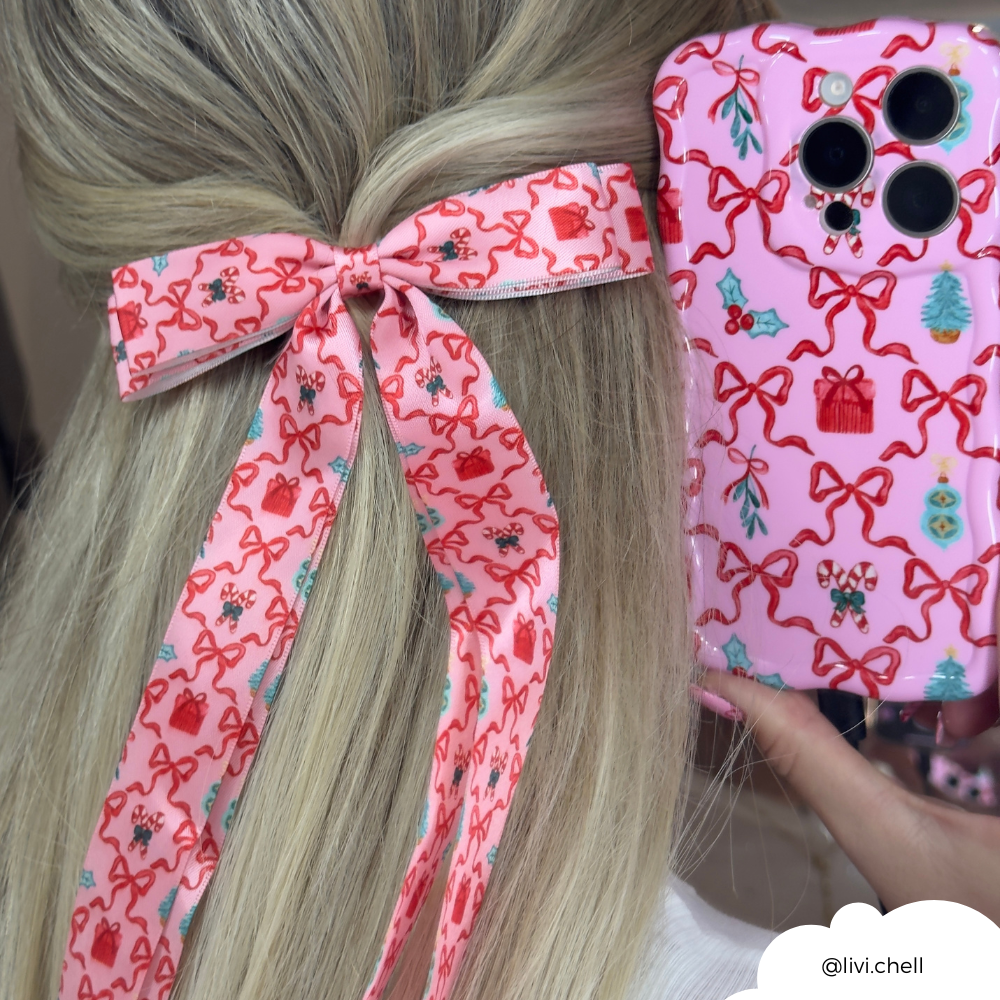 Clear Phone Case - Ditsy Bows & Cherries