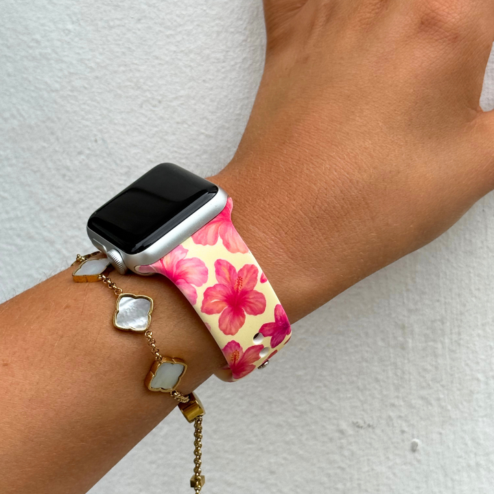 Island Girl Butter Yellow Hibiscus Apple Watch Strap