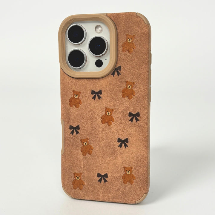 Suedette Phone Case - Bears & Bows