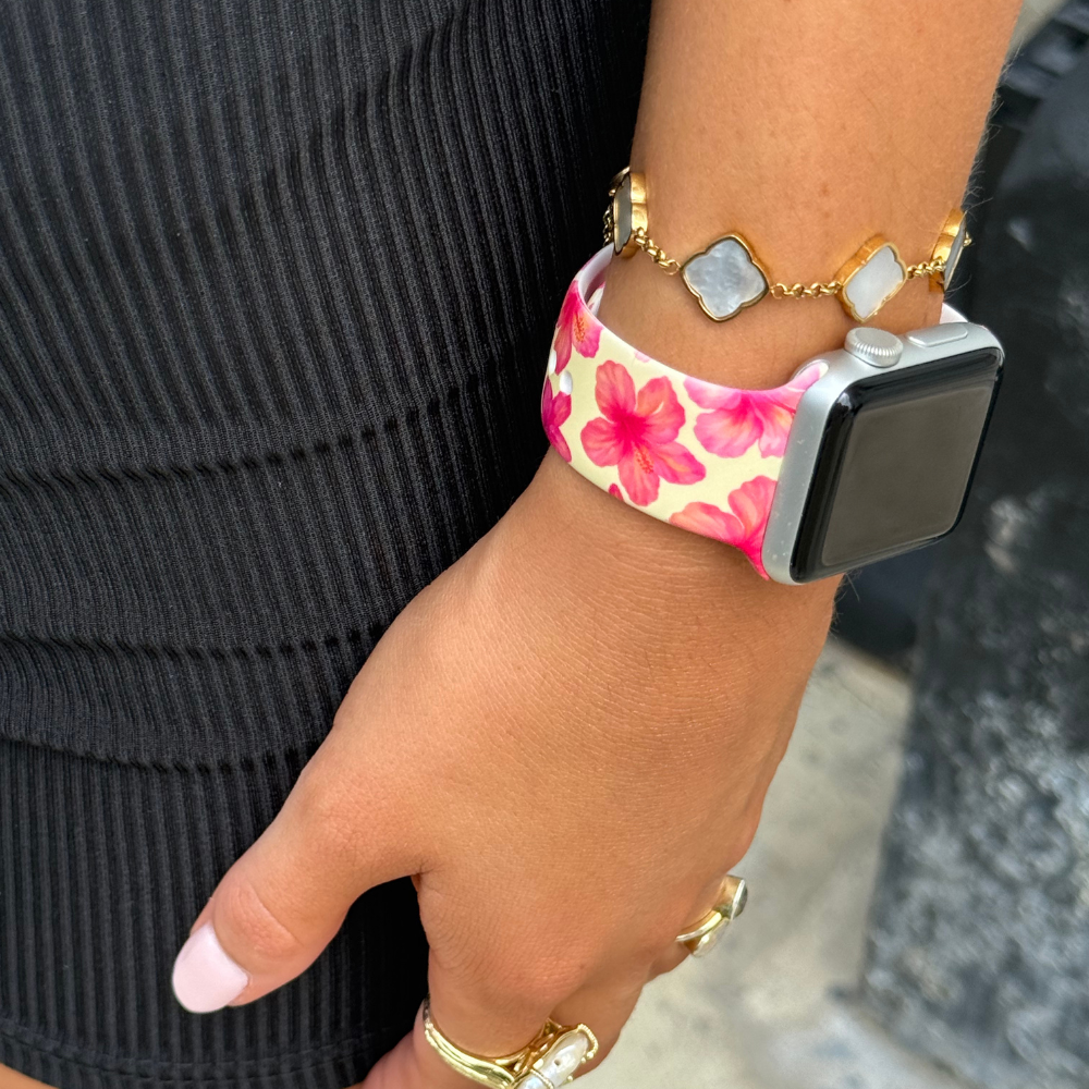 Island Girl Butter Yellow Hibiscus Apple Watch Strap