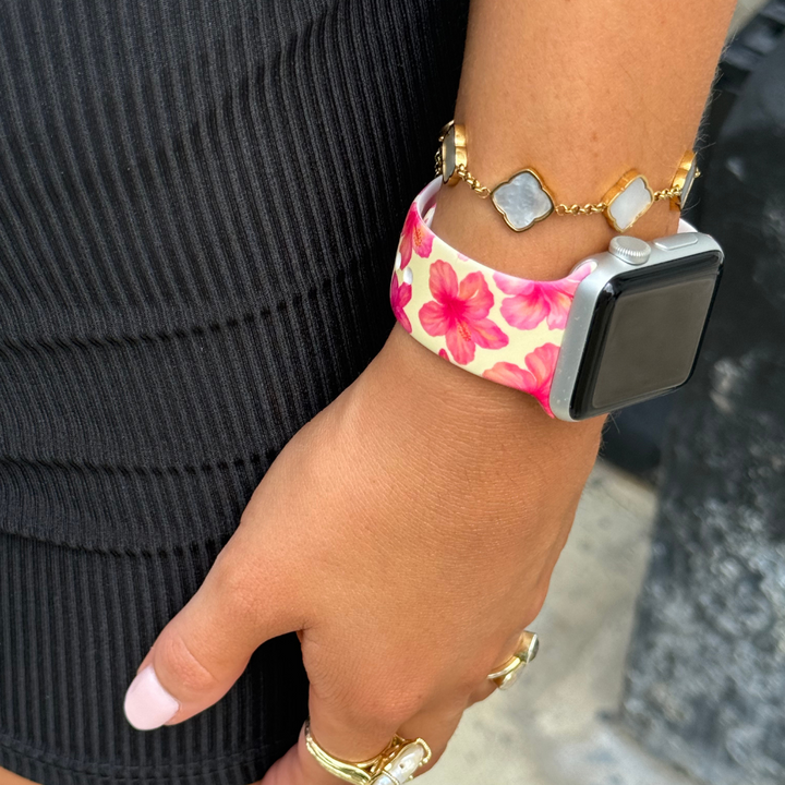 Island Girl Butter Yellow Hibiscus Apple Watch Strap