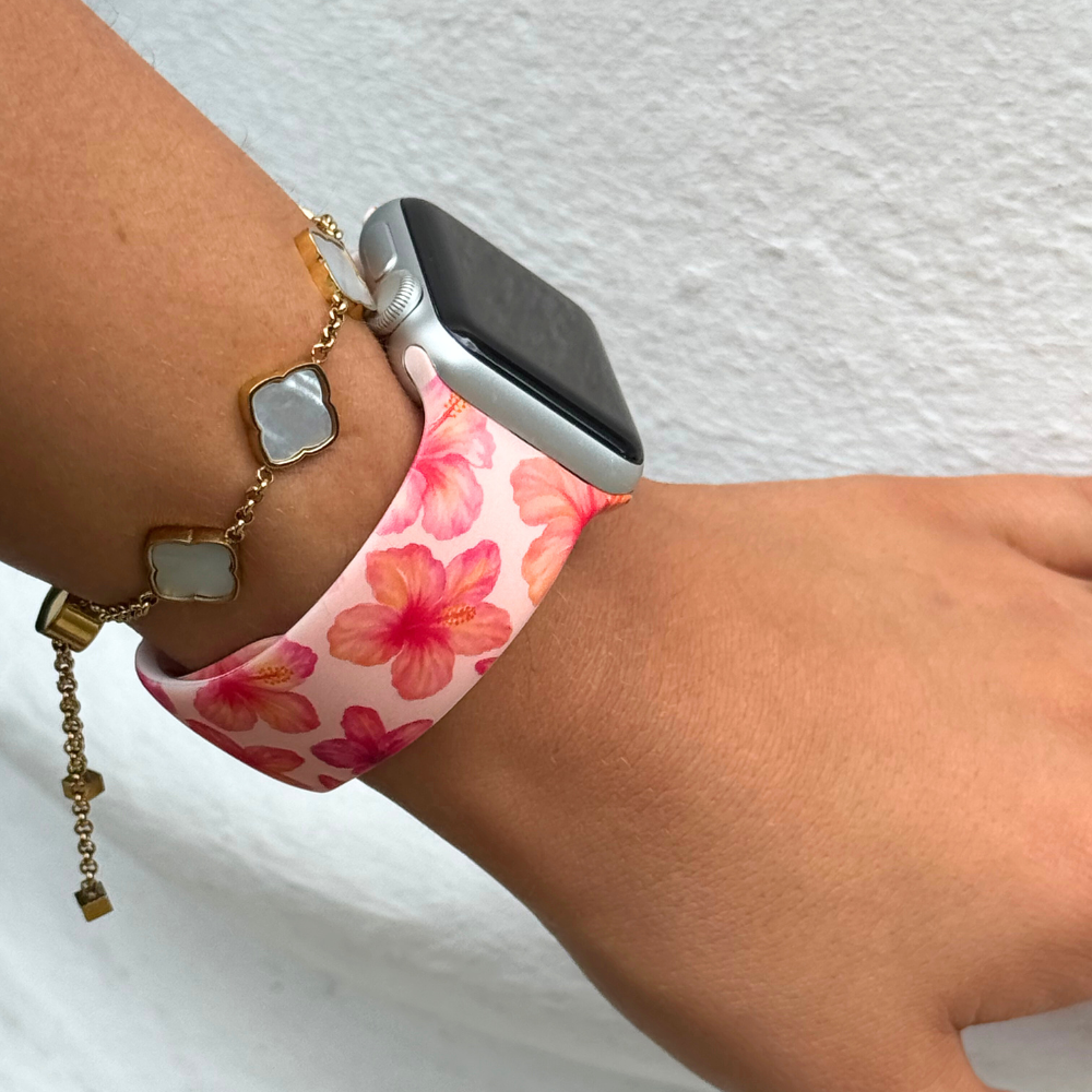 Island Girl Pink Hibiscus Apple Watch Strap