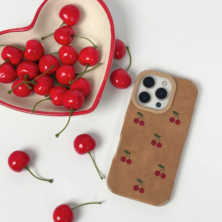 Suedette Phone Case - Cherries