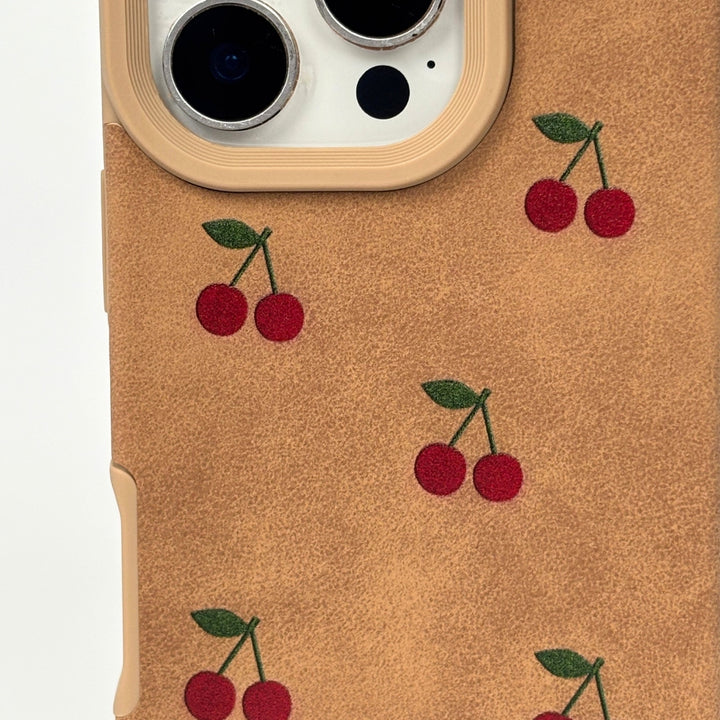 Suedette Phone Case - Cherries