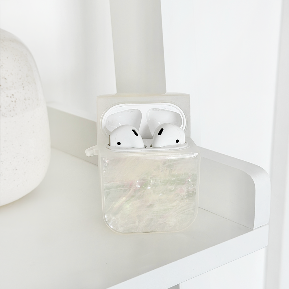 Real Natural Shell Airpods Case - White