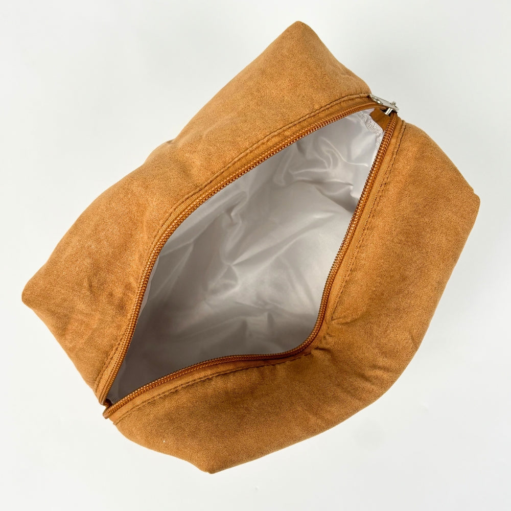 Suedette Makeup Bag - Tan