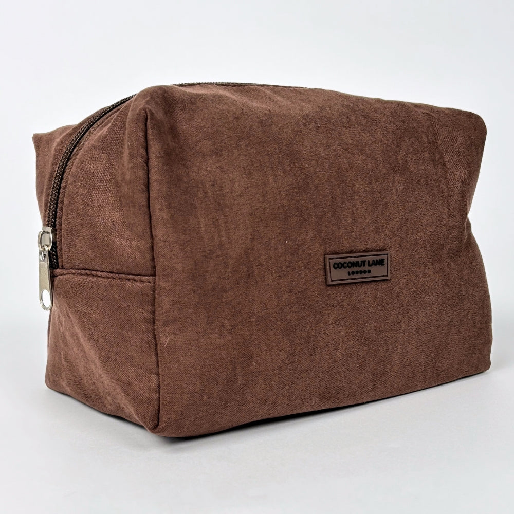 Suedette Makeup Bag - Chocolate