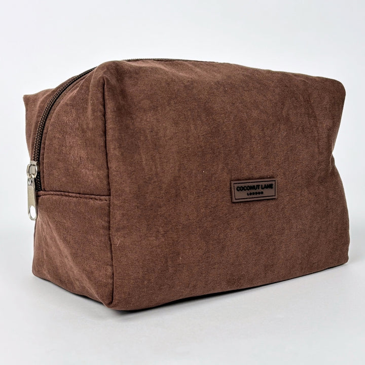 Suedette Makeup Bag - Chocolate