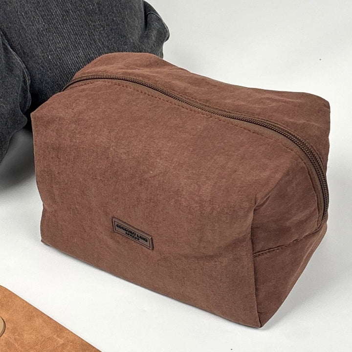 Suedette Makeup Bag - Chocolate