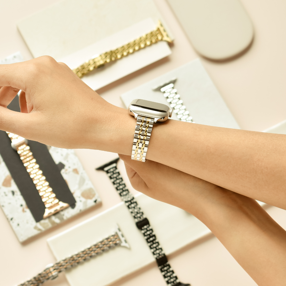 Slim Stainless Steel Apple Watch Strap Silver Gold Watch
