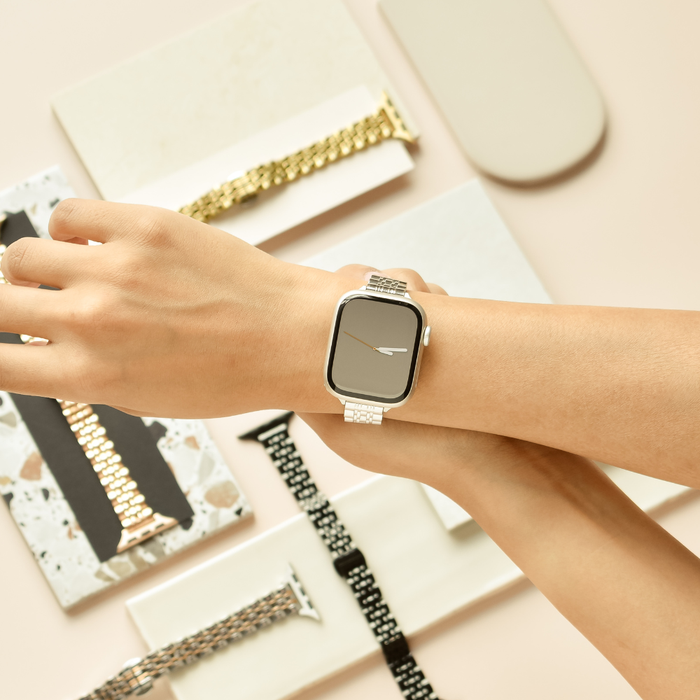 Slim Stainless Steel Apple Watch Strap Silver