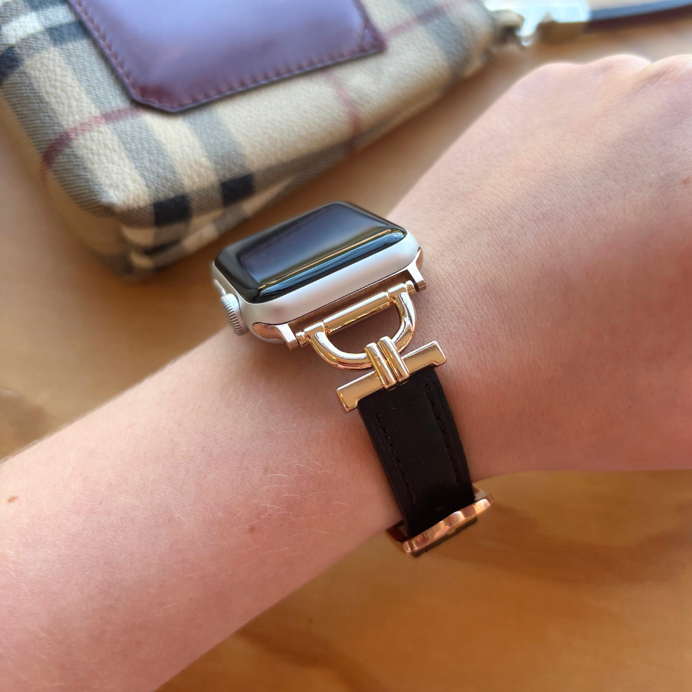 Vegan PU Leather Apple Watch Strap - Kohl Black