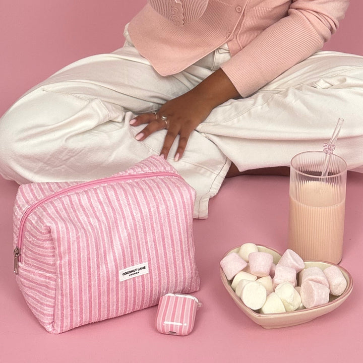 Towel Makeup Bag - Powder Stripes