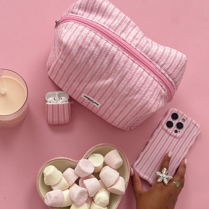 Towel Makeup Bag - Powder Stripes